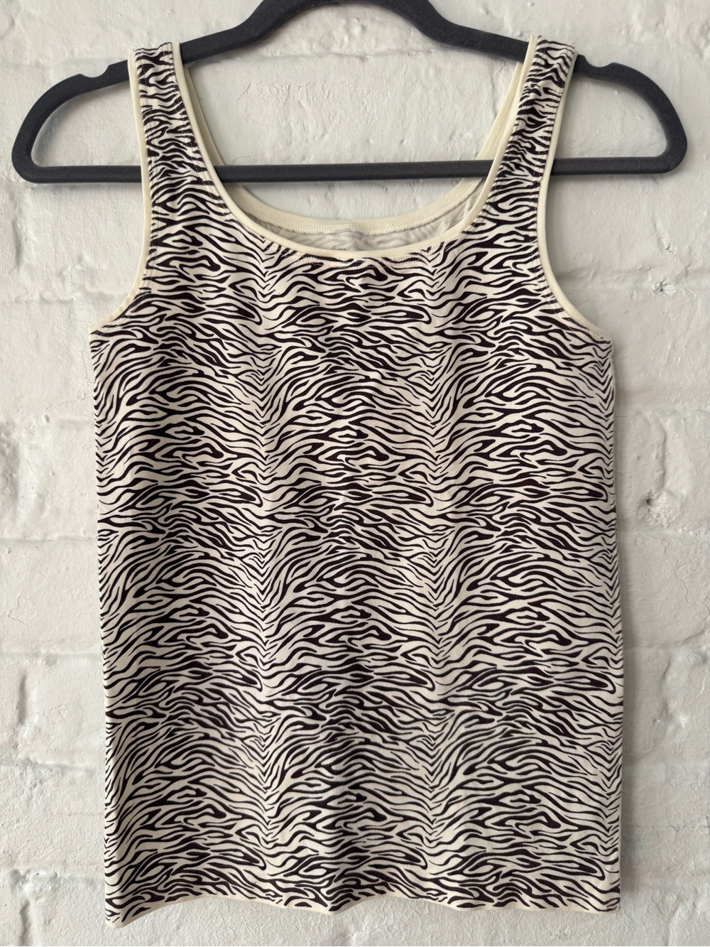 Soma Women’s Zebra Print Tank Top Small Black Ivory Stretch